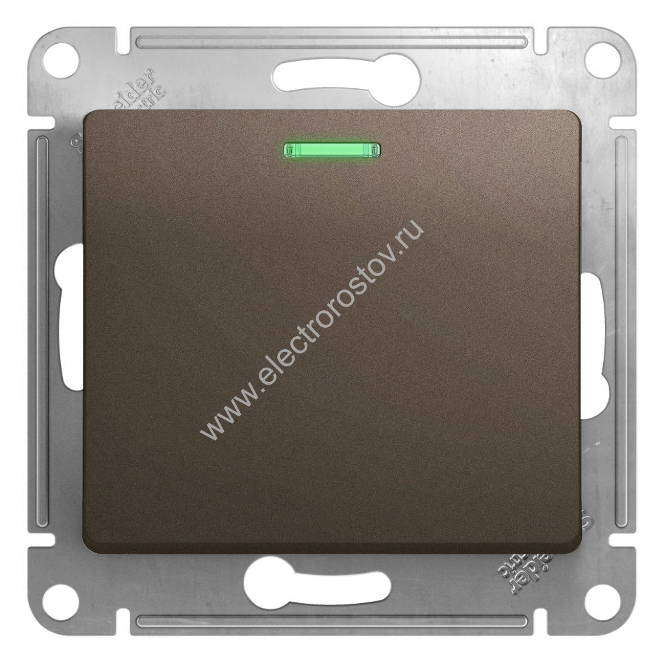 Glossa Шоколад Выключатель 1-клавишный с подсветкой Schneider Electric