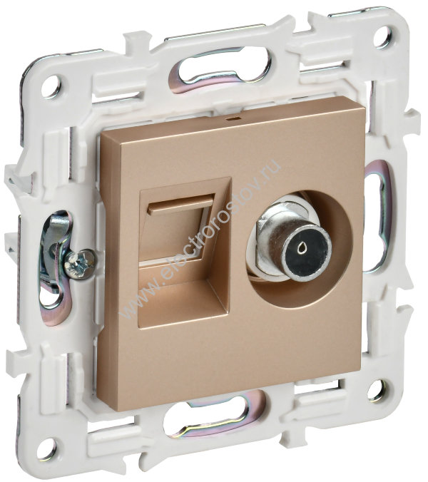 IEK SKANDY Песочный Розетка двойная TV+RJ45 кат.6E SK-A15Sa