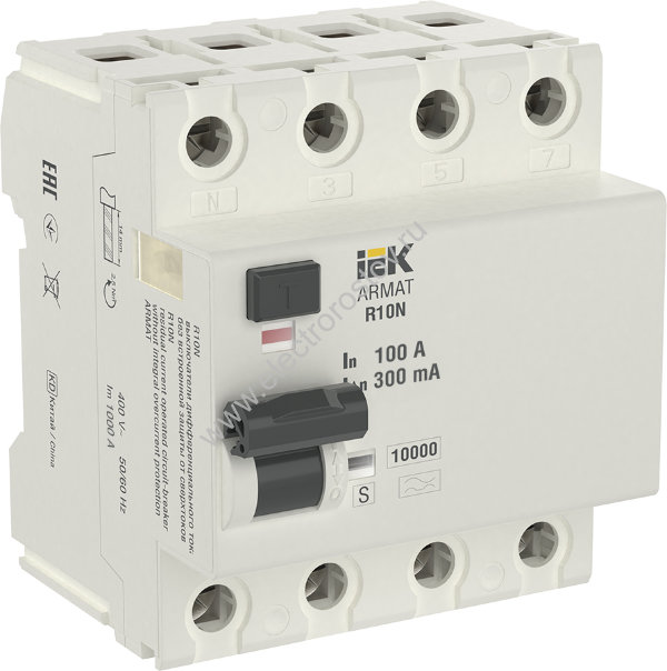 IEK ARMAT ВДТ R10N 4P 100А 300мА тип AC