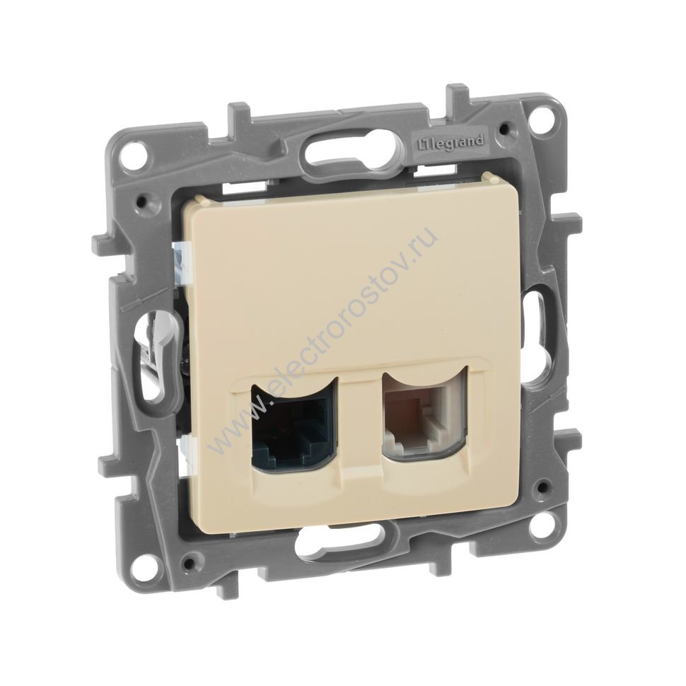 Etika Слоновая кость Розетка компьютерная+телефон 1-ая RJ-45+ RJ-11 Legrand