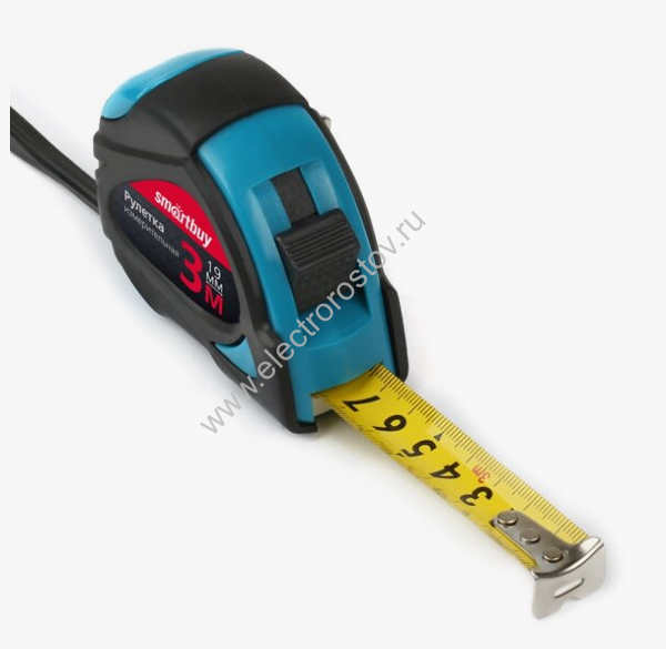 Рулетка 3м х19мм, прорезиненный корпус, 2 фиксатора, усиленный зацеп Smartbuy Tools
