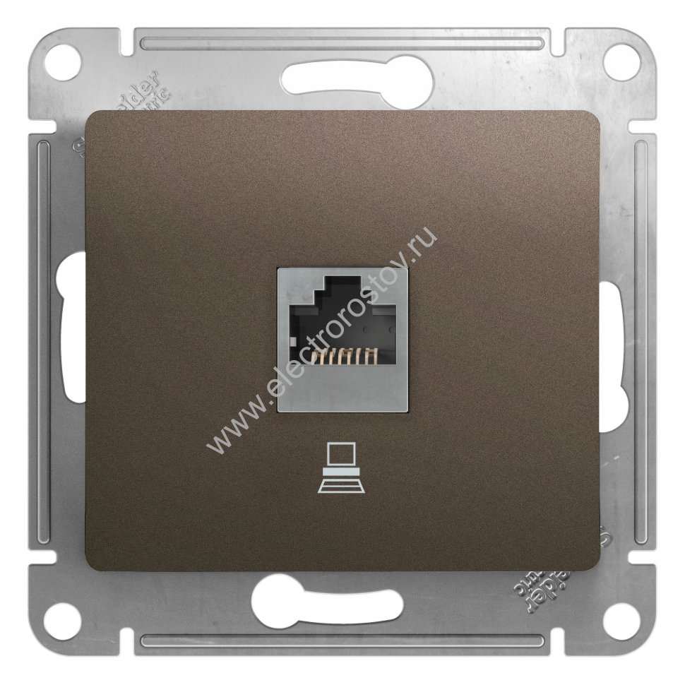 Glossa Шоколад Розетка компьютерная 1-ая RJ45, кат. 5е Schneider Electric