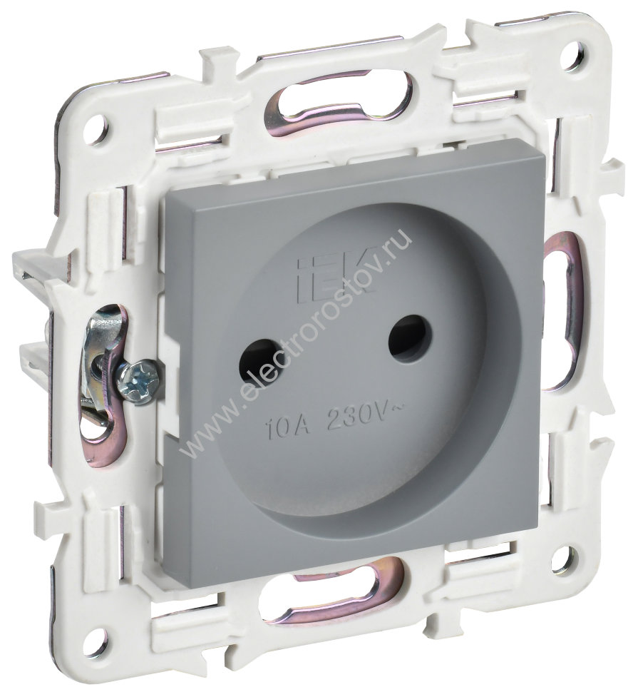 IEK SKANDY Серый Розетка б/з с защитными шторками 10А SK-R01Gr