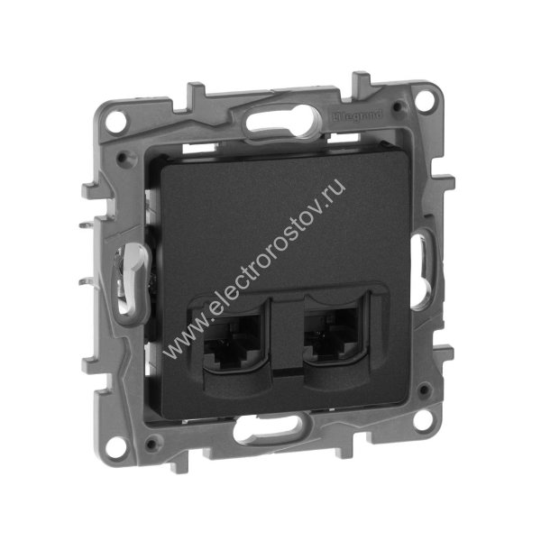 Etika Антрацит Розетка компьютерная 2-ая RJ-45, категория 5e Legrand