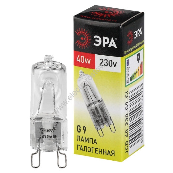 Лампа галогенная G9 220V 40W ЭРА