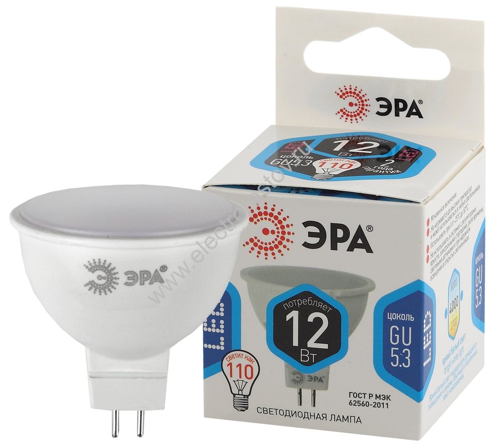 Лампа светодиодная LED GU5.3 12W 840 ЭРА