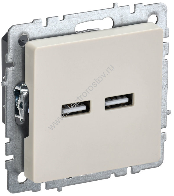IEK BRITE BASE Бежевый Розетка USB A+A 3,1А РЮ10-1-БрКр