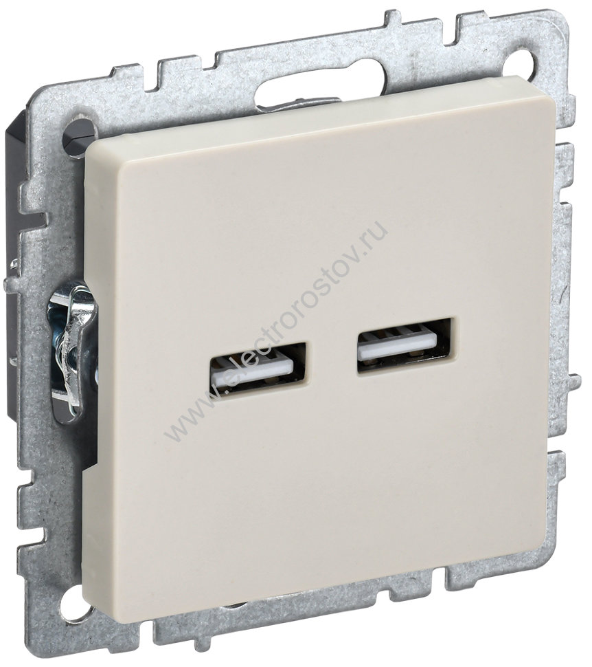 IEK BRITE BASE Бежевый Розетка USB A+A 3,1А РЮ10-1-БрКр