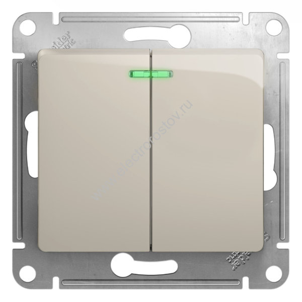 Glossa Молочный Выключатель 2-клавишный с подсветкой Schneider Electric