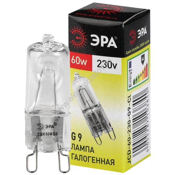 Лампа галогенная G9 220V 60W ЭРА