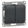 Glossa Антрацит Выключатель 2-клавишный с подсветкой Schneider Electric