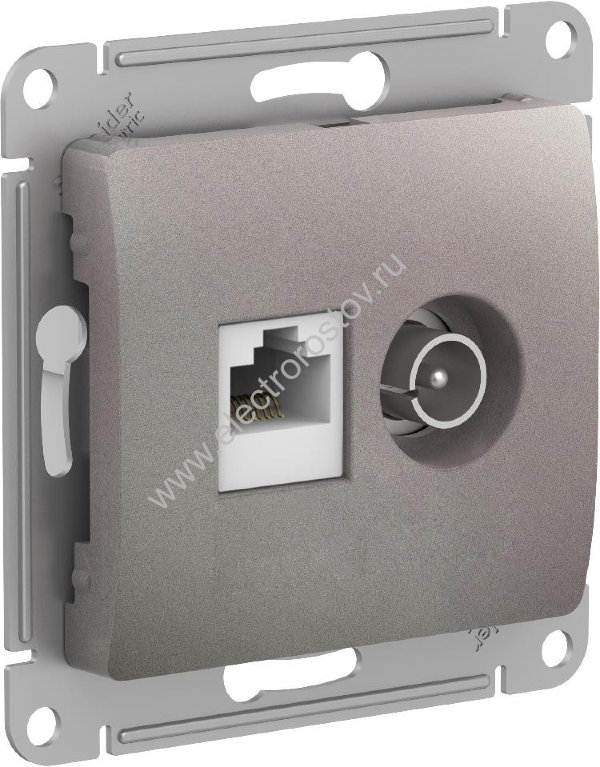 Glossa Платина Розетка двойная ТВ+комп RJ45, кат. 5e Schneider Electric