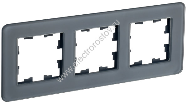 IEK BRITE DECOR Графит матовый стекло скругл.угол Рамка 3-м РУ-3-2-Бр RE