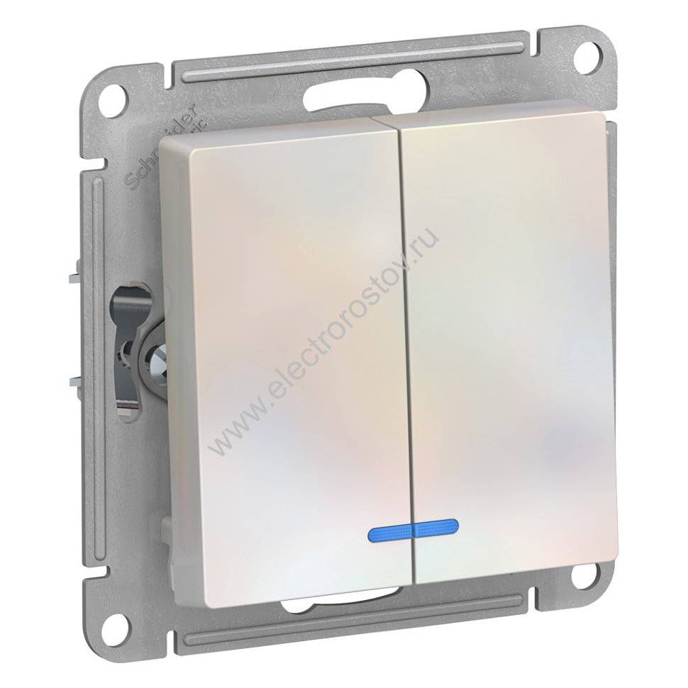 AtlasDesign Жемчуг Выключатель 2-клавишный с подсветкой Schneider Electric