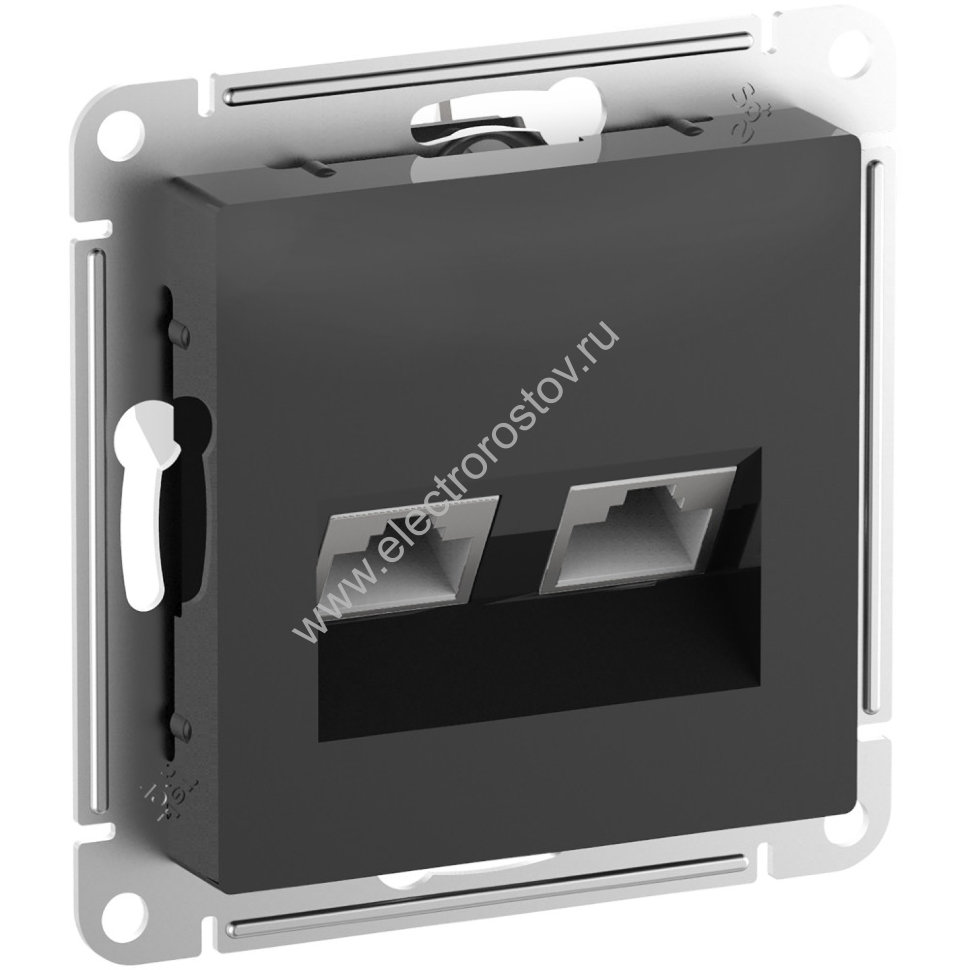 AtlasDesign Карбон Розетка компьютерная 2-ая RJ45+RJ45, кат. 6А Schneider Electric