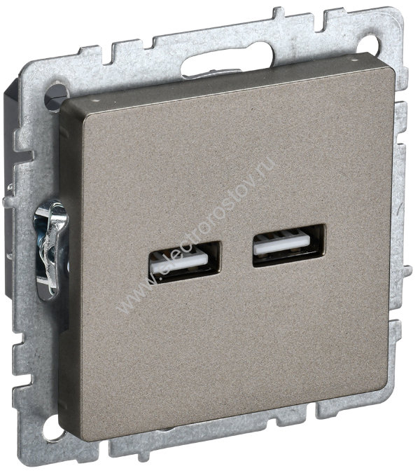 IEK BRITE BASE Шампань Розетка USB A+A 3,1А РЮ10-1-БрШ