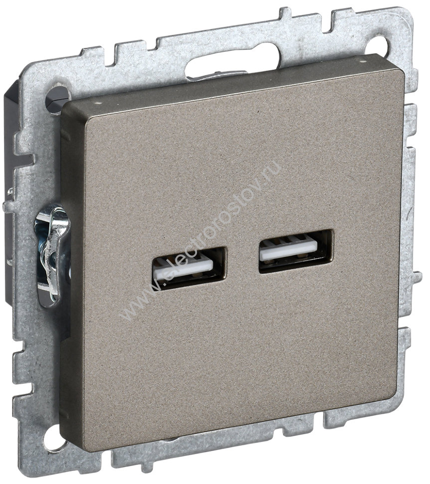 IEK BRITE BASE Шампань Розетка USB A+A 3,1А РЮ10-1-БрШ