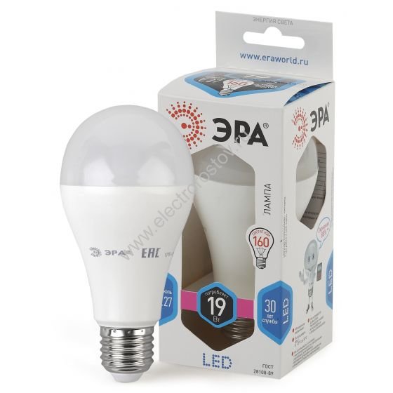 Лампа светодиодная LED A60 Груша 19Вт E27 4000K ЭРА