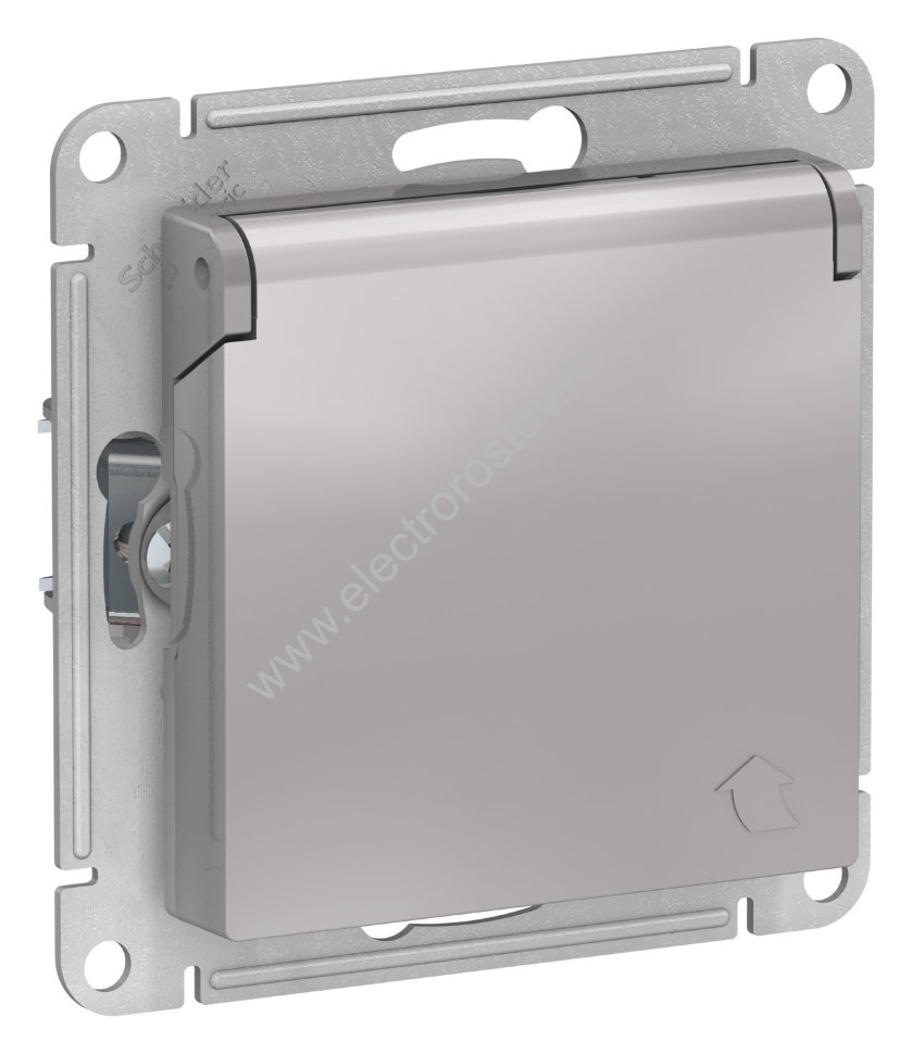 AtlasDesign Алюминий Розетка 1-ая с/з со шторками, с крышкой, 16А Schneider Electric