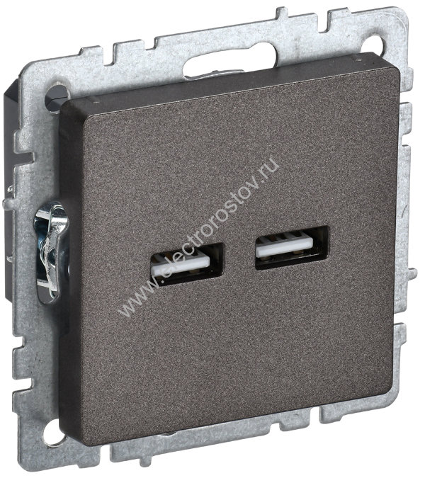 IEK BRITE BASE Темн.бронза Розетка USB A+A 3,1А РЮ10-1-БрТБ