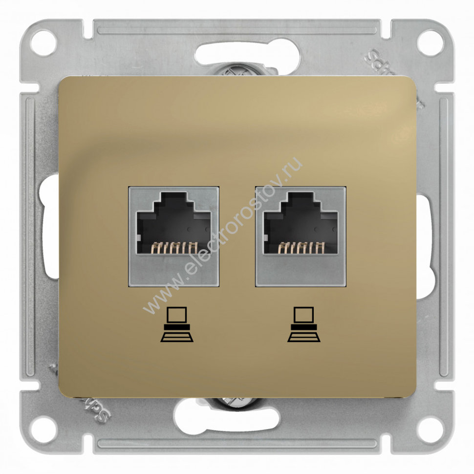 Glossa Титан Розетка компьютерная 2-ая RJ45, кат. 5e Schneider Electric
