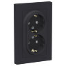 AtlasDesign Карбон Розетка 2-ая с/з со шторками, в сборе Schneider Electric