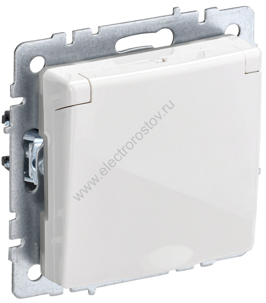 IEK BRITE BASE Белый Розетка 1-м с/з с защ штор и крыш 16А IP44 РСбш10-3-44-БрБ