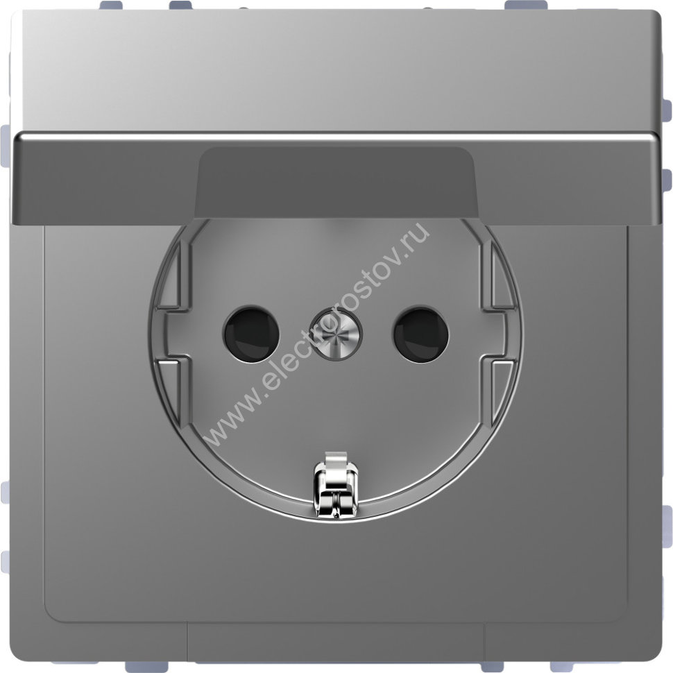 Schneider Electric Merten D-Life Нержавеющая Сталь Розетка 16А с/з и крышкой IP20