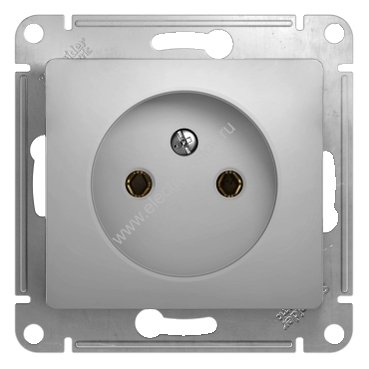 Glossa Алюминий Розетка 1-ая без заземления Schneider Electric