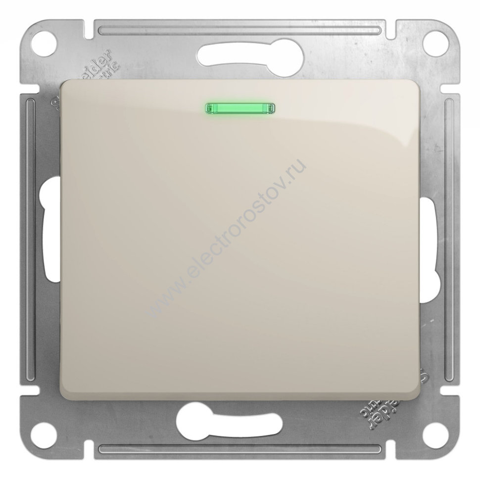 Glossa Молочный Выключатель 1-клавишный с подсветкой Schneider Electric