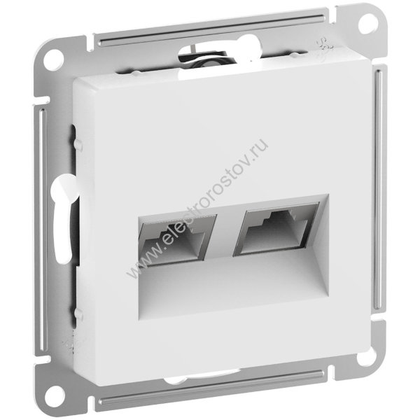 AtlasDesign Бел Розетка компьютерная 2-ая RJ45+RJ45, кат. 6А Schneider Electric