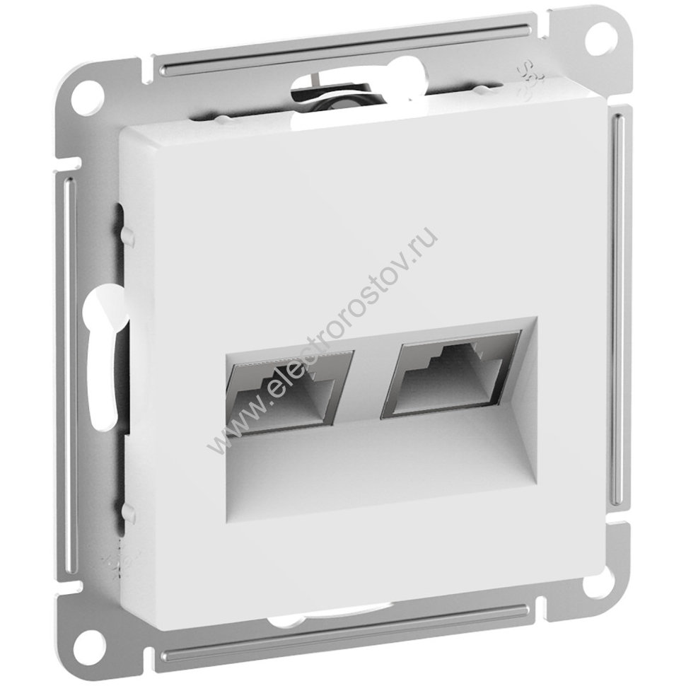 AtlasDesign Бел Розетка компьютерная 2-ая RJ45+RJ45, кат. 6А Schneider Electric