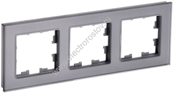 IEK BRITE DECOR Серый глянец стекло Рамка 3-м РУ-3-2-БрСе