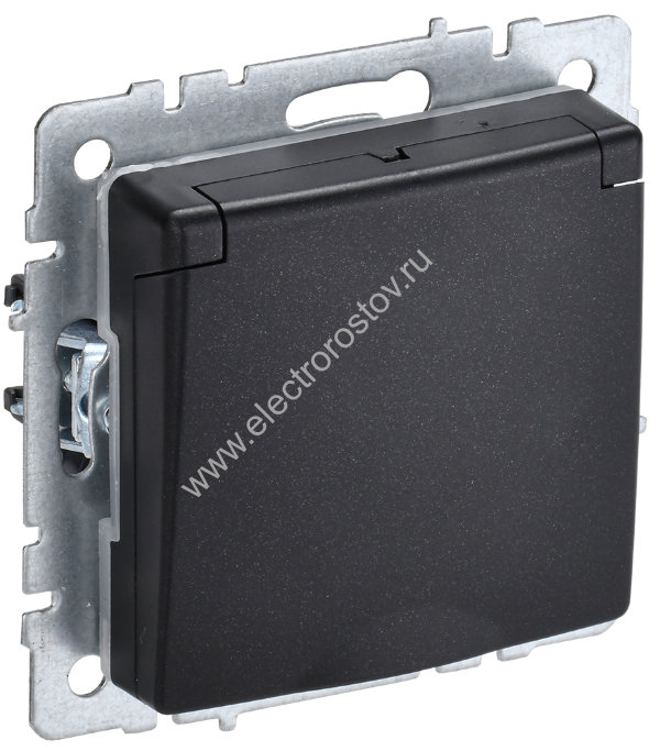 IEK BRITE BASE Черный Розетка 1-м с/з с защ штор и крыш 16А IP44 РСбш10-3-44-БрЧ