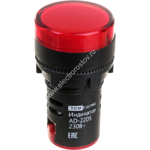 Лампа AD22DS(LED) матрица d22 мм красный 24В AC/DC TDM