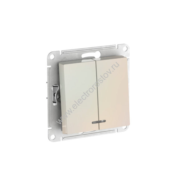 AtlasDesign Жемчуг Выключатель 2-клавишный с подсветкой быстрозажим. клеммами Schneider Electric