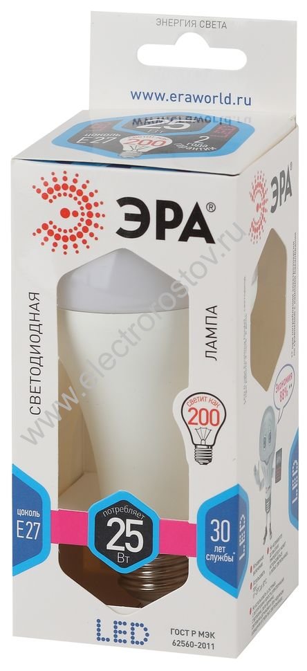 Лампа светодиодная LED A60 Груша 25Вт E27 4000K ЭРА