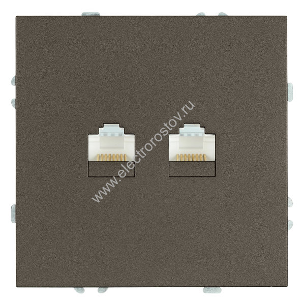 STEKKER Эмили Антрацит, soft touch Розетка компьютерная 2-местная RJ-45