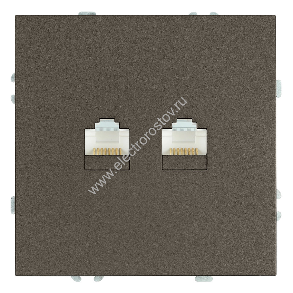 STEKKER Эмили Антрацит, soft touch Розетка компьютерная 2-местная RJ-45
