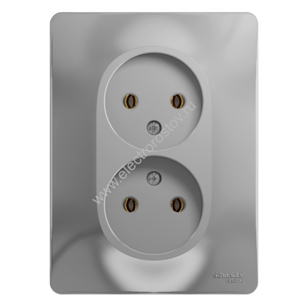 Glossa Алюминий Розетка 2-ая б/з Schneider Electric