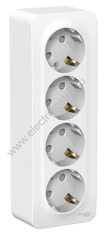 Blanca наруж Белый Розетка 4-ая с/з со шторками 16А, 250В, изолир. пластина Schneider Electric
