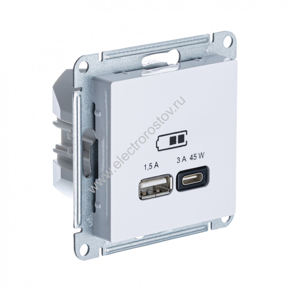 AtlasDesign Бел Розетка USB A+C, 45 Вт; 5В/1,5-3А Schneider Electric