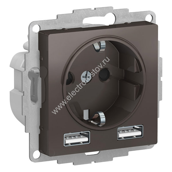 AtlasDesign Мокко Розетка + USB Розетка A+A, 1x2,4A или 2х1,2А Schneider Electric