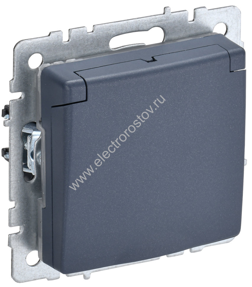 IEK BRITE BASE Маренго Розетка 1-м с/з с защ. штор и крыш 16А IP44 РСбш10-3-44-БрМ