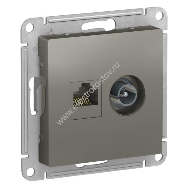 AtlasDesign Сталь Розетка двойная комп+ТВ, RJ45+TV, кат. 5e Schneider Electric