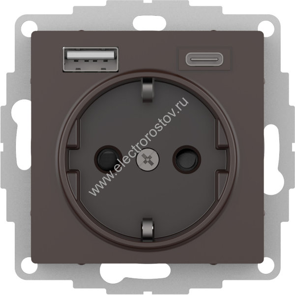 AtlasDesign Мокко Розетка + USB Розетка A+C 1x5 В/2,4А; 3,0 А; 2х5В/1,5А Schneider Electric
