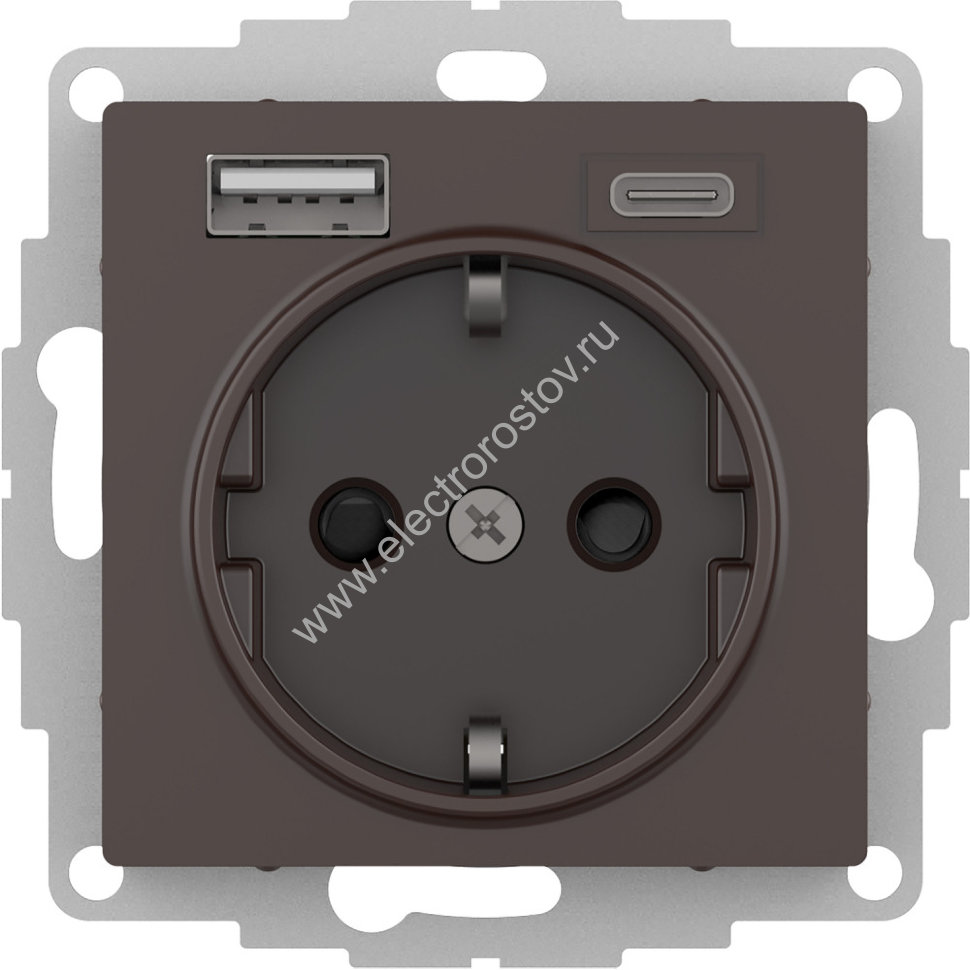 AtlasDesign Мокко Розетка + USB Розетка A+C 1x5 В/2,4А; 3,0 А; 2х5В/1,5А Schneider Electric