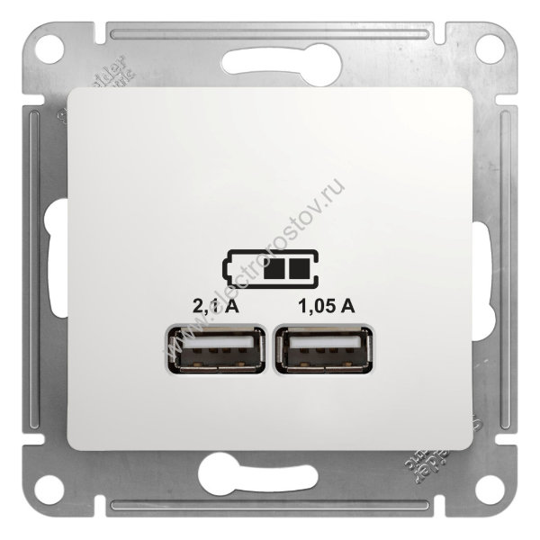 Glossa Белый Розетка USB A+A; 5В/2,1А; 2x5В/1,05А Schneider Electric