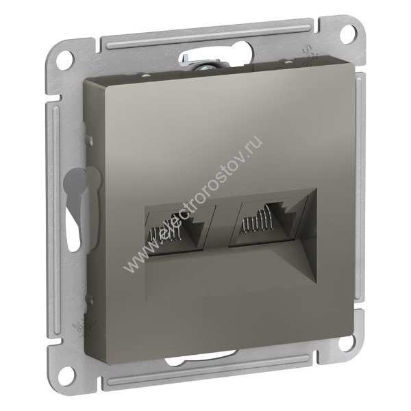 AtlasDesign Сталь Розетка компьютерная 2-ая RJ45+RJ45, кат. 5е Schneider Electric