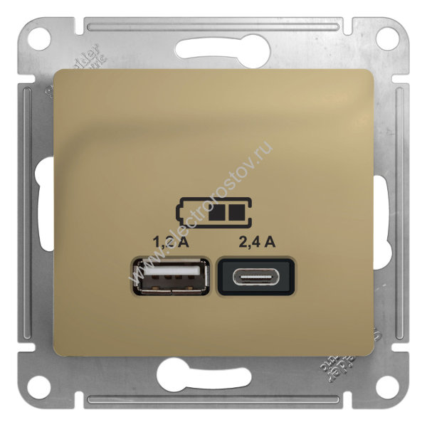 Glossa Титан Розетка USB A+С, 5В/2,4А, 2х5В/1,2А Schneider Electric